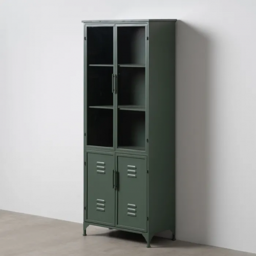 Vitrina Verde Militar de Metal y Cristal 2 Puertas Superioes 2 Puertas Inferiores - IXIA (1)