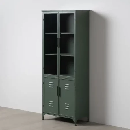 Vitrina Verde Militar de Metal y Cristal 2 Puertas Superioes 2 Puertas Inferiores - IXIA (1)