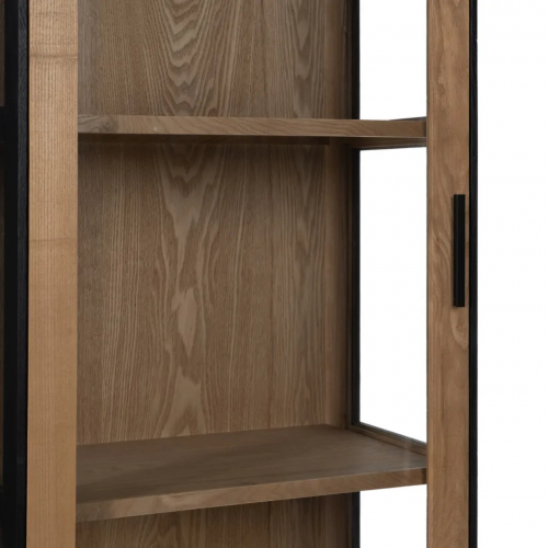 Vitrina de Madera de Fresno Negro-Natural DM 1 Puerta 2 Cajones - IXIA (5)