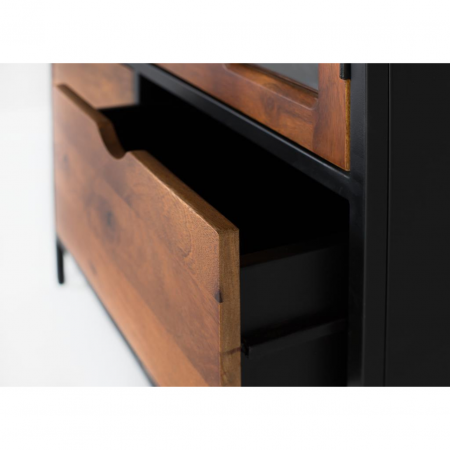 Vitrina de Metal Negro y Madera de Mango con 1 Puerta y 4 Cajones - Giner y Colomer - 6