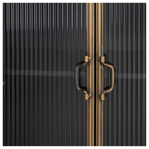 Vitrina de Metal y Cristal Brick Negro-Oro 3 Cajones 2 Puertas - IXIA (10)