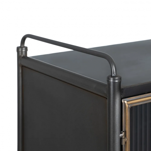 Vitrina de Metal y Cristal Brick Negro-Oro 3 Cajones 2 Puertas - IXIA (4)