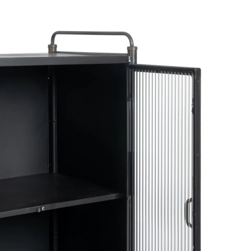 Vitrina de Metal y Cristal Brick Negro-Oro 3 Cajones 2 Puertas - IXIA (7)