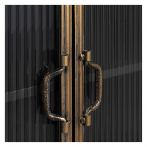 Vitrina de Metal y Cristal Brick Negro-Oro 3 Cajones 2 Puertas - IXIA (8)