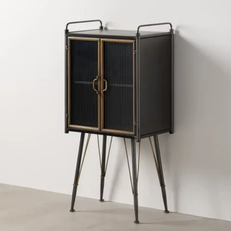 Vitrina de Metal y Cristal Brick Negro-Oro - IXIA (1)