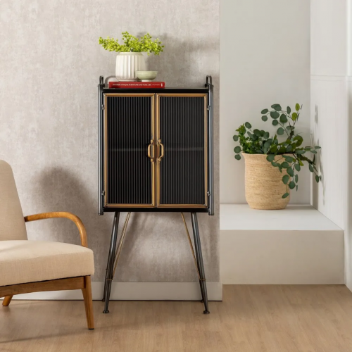 Vitrina de Metal y Cristal Brick Negro-Oro - IXIA (11)