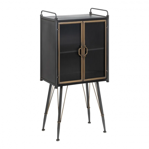 Vitrina de Metal y Cristal Brick Negro-Oro - IXIA (2)