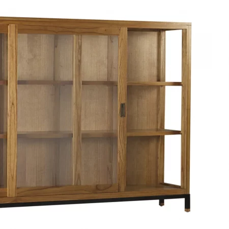 Vitrina en Madera con 2 Estantes y 2 Puertas Correderas Colección Madhu 180x40x138 Cm - Moycor (3)