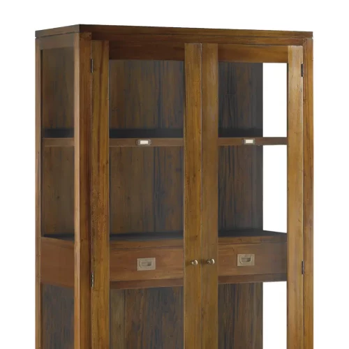 Vitrina en Madera de Caoba con 2 Cajones, 4 Estantes y 2 Puertas Modelo Flamingo 100x40x190 Cm - Moycor (2)