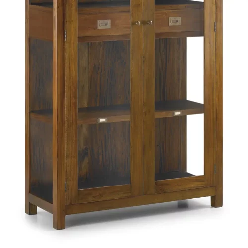 Vitrina en Madera de Caoba con 2 Cajones, 4 Estantes y 2 Puertas Modelo Flamingo 100x40x190 Cm - Moycor (3)