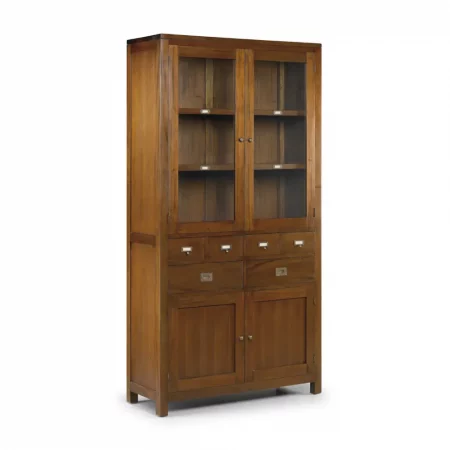 Vitrina en Madera de Caoba con 6 Cajones y 4 Puertas Modelo Flamingo 105x40x200 Cm - Moycor (1)