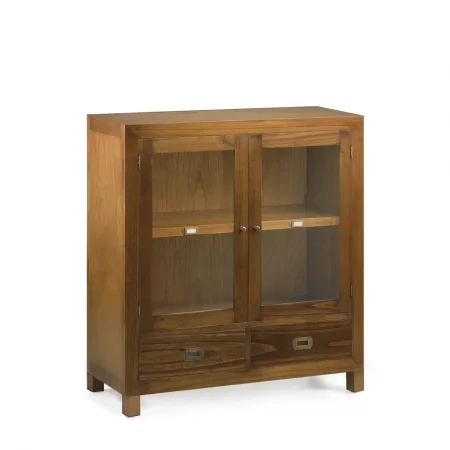 Vitrina en Madera de Mindi con 2 Cajones y 2 Puertas Modelo Star 90x35x90 Cm - Moycor (4)