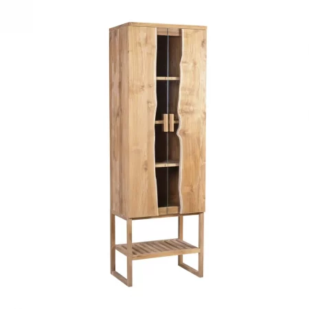 Vitrina en Madera de Teka con 2 Puertas 5 Estantes Modelo Atlanta 60x40x185 Cm - Moycor (1)