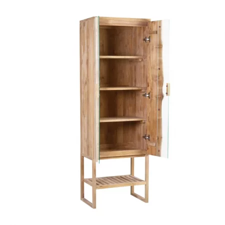 Vitrina en Madera de Teka con 2 Puertas 5 Estantes Modelo Atlanta 60x40x185 Cm - Moycor (2)