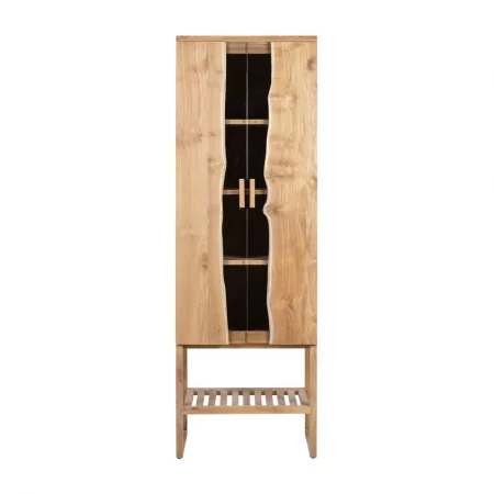 Vitrina en Madera de Teka con 2 Puertas 5 Estantes Modelo Atlanta 60x40x185 Cm - Moycor (3)