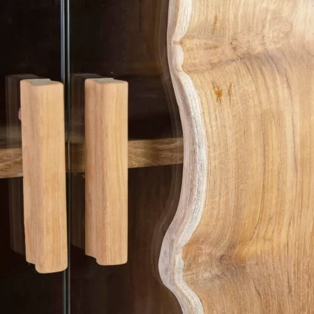 Vitrina en Madera de Teka con 2 Puertas 5 Estantes Modelo Atlanta 60x40x185 Cm - Moycor (4)