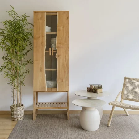 Vitrina en Madera de Teka con 2 Puertas 5 Estantes Modelo Atlanta 60x40x185 Cm - Moycor (6)