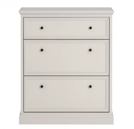 Zapatero blanco de madera con 3 cajones (1 almacenaje 72x19,5 cm + 2 zapateros 72x35 cm) – IXIA-MOVIL (1)