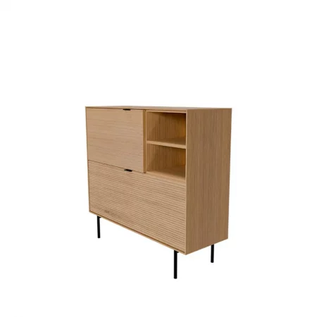 ZapateroCónsola Chapa Roble 2 Puerta + 1 Estante Patas Metal Mod. Tulsa 100x35x95 Cm - Somcasa (1)
