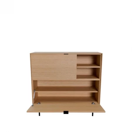 ZapateroCónsola Chapa Roble 2 Puerta + 1 Estante Patas Metal Mod. Tulsa 100x35x95 Cm - Somcasa (4)